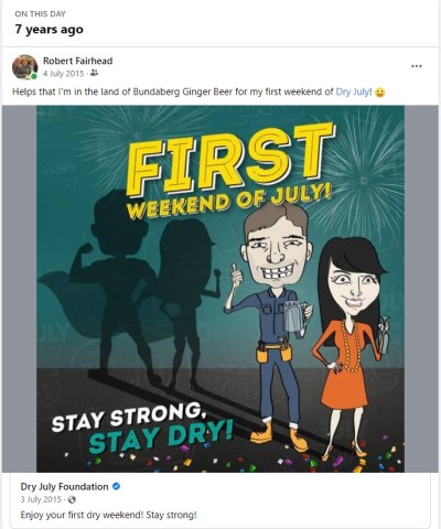 Dry July 2015 - Facebook Post