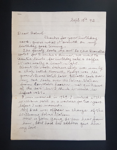 Nan's letter, dated September 1992