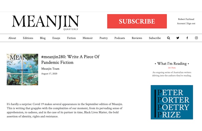 Meanjin Pandemic Fiction (website)